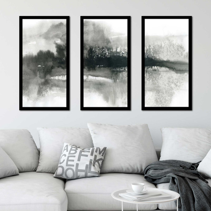 Cadre dramatique par Carol Robinson - Peinture encadrée 3 pièces, H 25,5 po x l 40,5 po x P 1 po