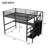 Full Metal Loft Bed With Desk, Small Wardrobe& LED Storage-1928606448