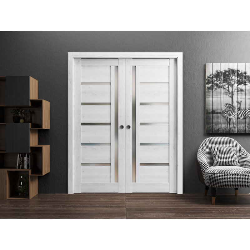 Portes à panneaux coulissantes à panneaux Quadro, 84 po x 96 po, Blanc nordique