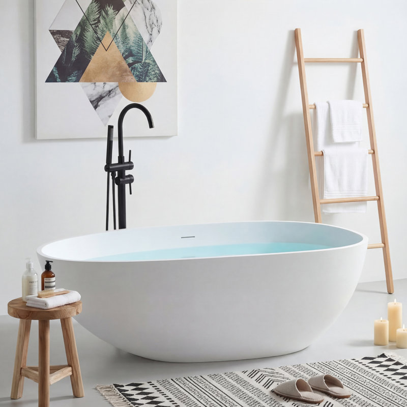 59'' x 30.7'' Freestanding Solid Surface Bathtub