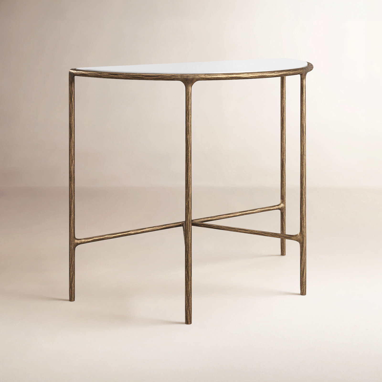 Evelynn 36'' Console Table, Brass, White Marble
