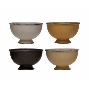 Stoneware Footed Bowl, Reactive Glaze (Set of 4)