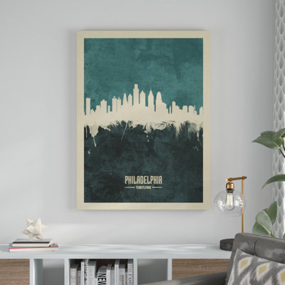 « philadelphia pennsylvanie horizon bleu-vert », impression sur toile tendue
