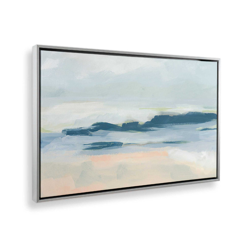 Impression sur toile Soft Coastal Layers II, H 8,75 po x l 12,75 po x P 1,75 po, Cadre flottant en chrome poli, 1