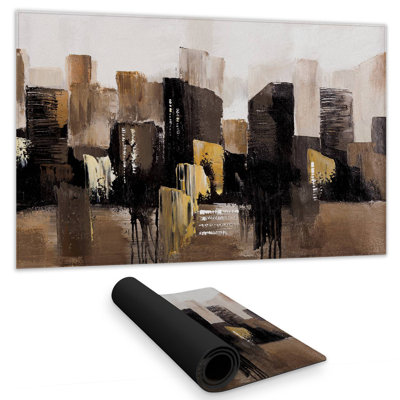 Earthy tones abstract cityscape - 14.00"x24.25" Desk mat