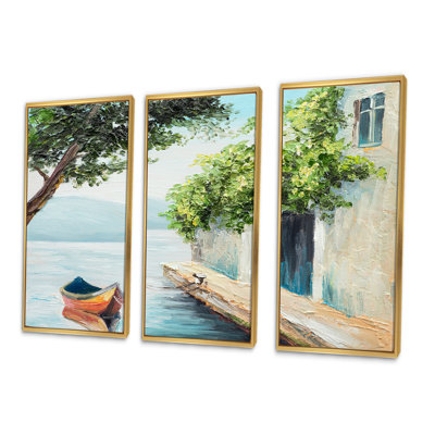 «Gondola In Venice On A Beautiful Summer Day», peinture sur toile flottante 3 pièces