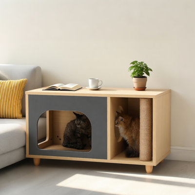 4 Legs Contrasting Color Pet-Friendly Coffee Table with Storage