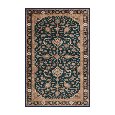 Machine Washable Persian Blue Area Rug