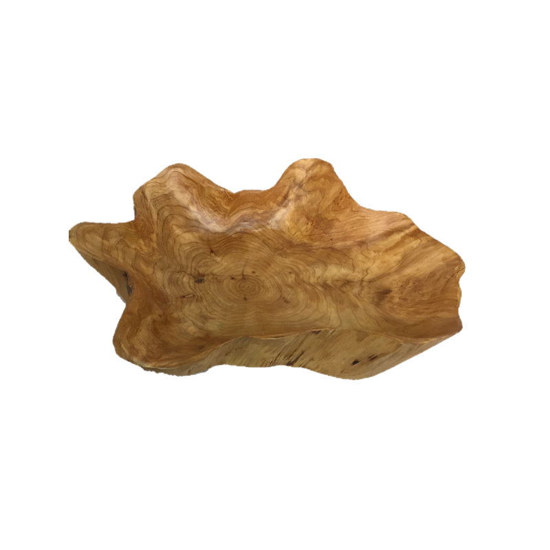 Bol décoratif en bois abstrait en bois brun Seppe, H 4 po x l 21 po x P 21 po