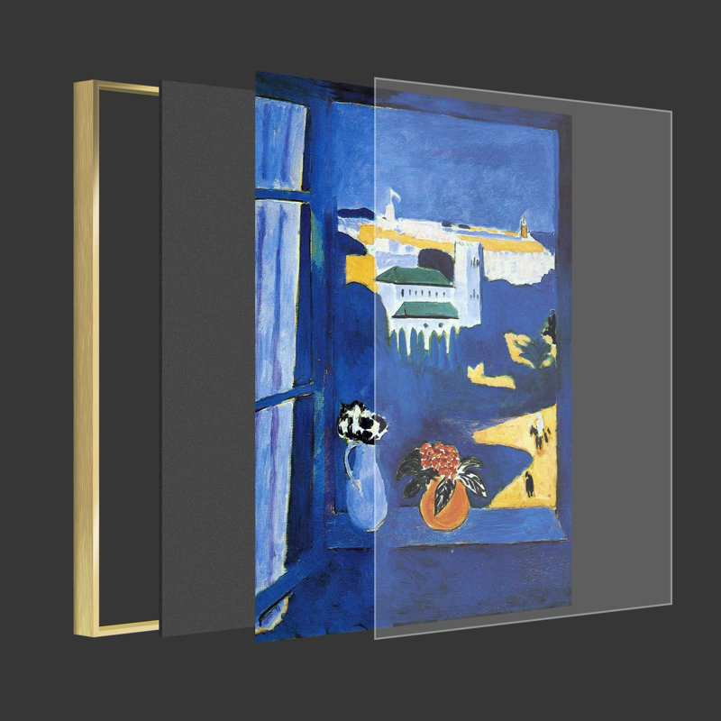 Matisse esthétique abstraite - peinture sur toile, H 16 po x l 12 po x P 1,5 po, Encadrement doré