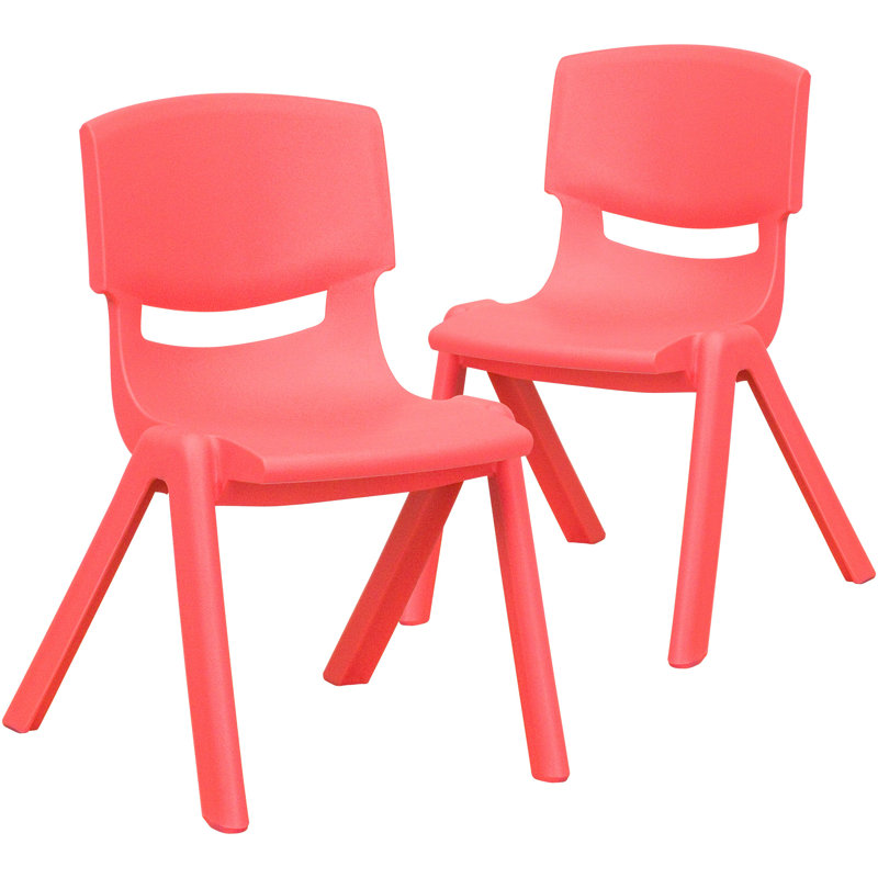 Chaise d'école en plastique empilable avec siège en H 12 po, Rouge, H 22 po x l 13,25 po x P 15 po