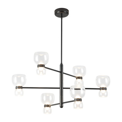 Sutton 36-in Black dimmable LED Chandelier