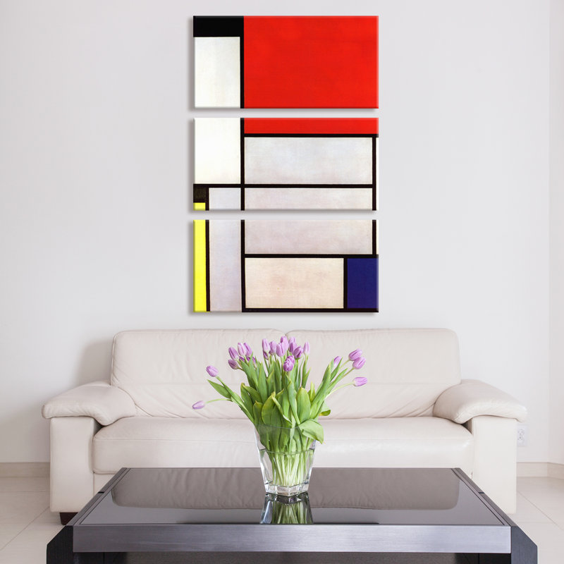 "Tableau l, 1921" by Piet Mondrian Wrapped Canvas Oil Painting Art on Canvas, Wrapped Canvas, No Mat, 60" H x 90" W x 1.5" D