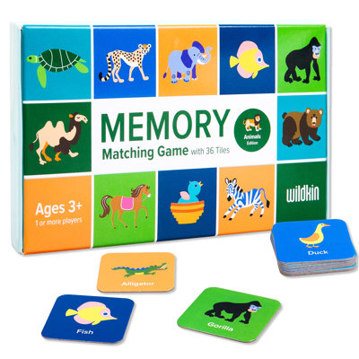 Jeu de mémoire Wildkin - 18 paires éducatives pour tout-petits et enfants d'âge préscolaire - Animaux 