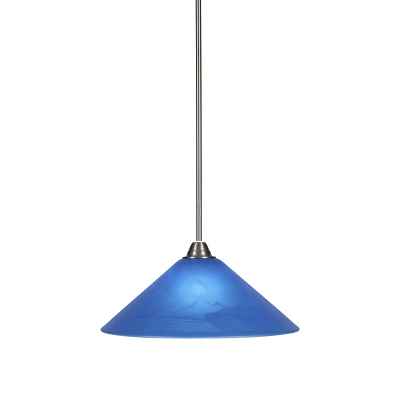 Luminaire suspendu en verre Ayrshire Paramount, H 58,5 po x l 16 po x P 16 po, Bleu, Noir mat / Or