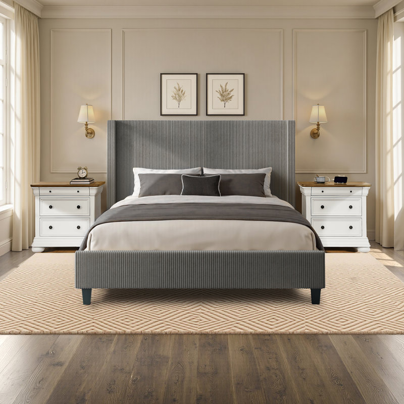 Ensemble de chambre à coucher pour lit très grand classique et moderne 3 pièces, très grand californien, taupe, Taupe