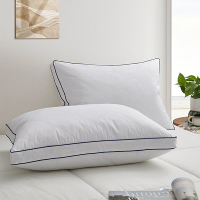  Premium Goose Feather & Down Bed Pillows (Set of 2) – Breathable 100% Cotton Shell, Plush Sleep Pillow Inserts