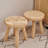  Solid Wood Stool with Playful 3D Dot Design,Small Round Wooden Ottoman, Plant Stand, Toddler Step Stool