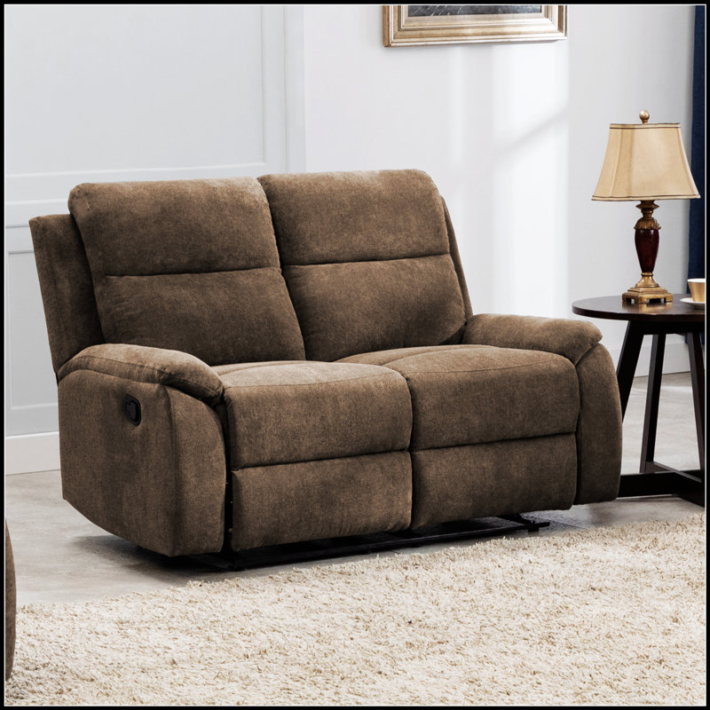 Ronald Reclining Loveseat - Family Relaxation & Leisure, For Living Room/Family Room, Brown Fabric With Hardwood Steel Frame & Foam-Encased Pocketed Coils, Pillow-Top Cushions & Luxurious Comfort