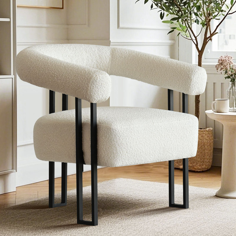 Kristinn 30" Wide Upholstered Boucle Modern 3-Legs Accent Chair