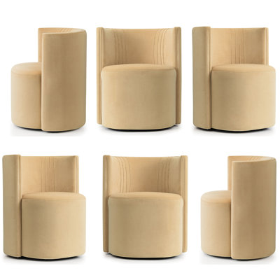 Velvet Upholstered Rolling Dining Chairs with Casters