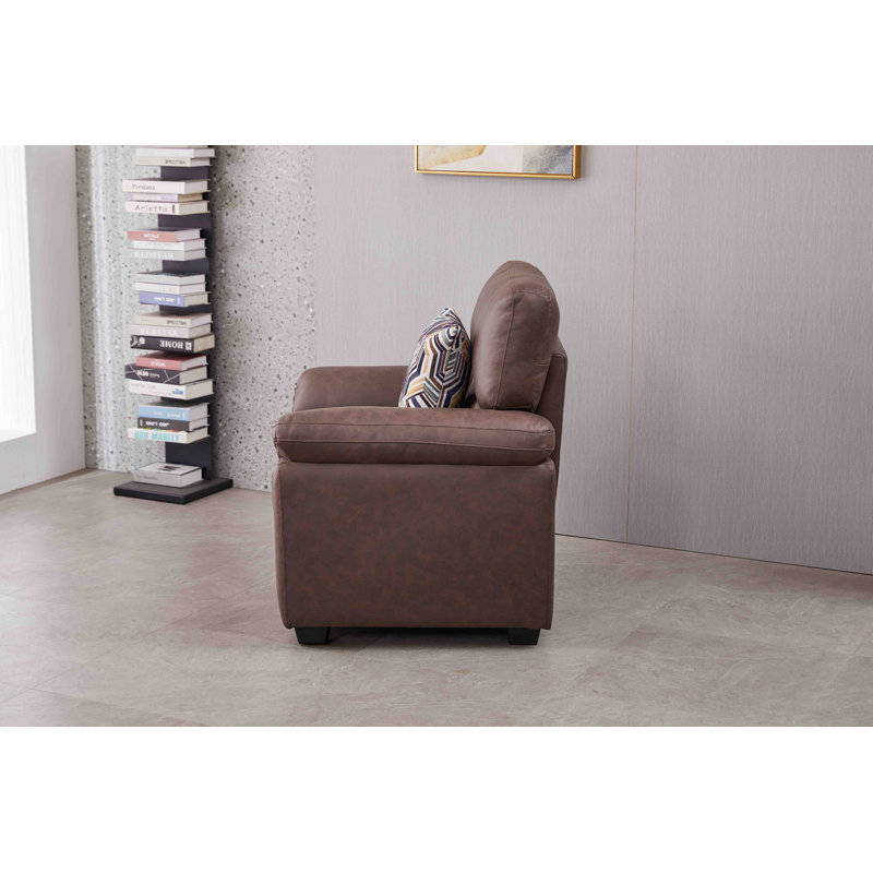 36.8'' Wide Faux Leather  Chair, Brown