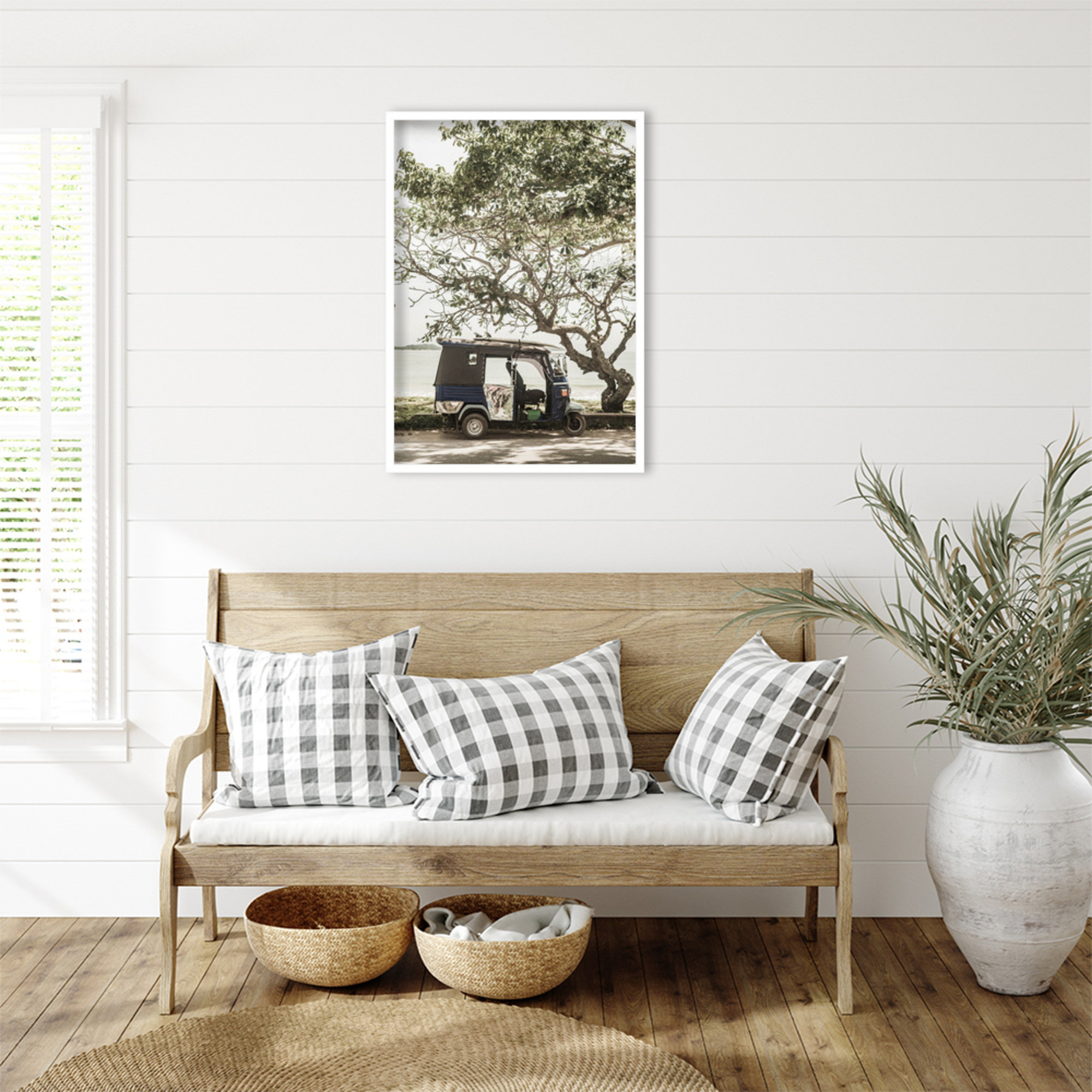 Tuk Tuk by Shot by Clint Wood Framed Wall Art Print, 33" H x 24" W, White