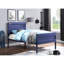 Lit double avec finition cargaison bleue, structure en métal, pieds droits, profondeur de 79 po, largeur de 56 po, cadre de finition de 44 po de hauteur, style de contenant, 21 lattes, sans sommier, long-444943283