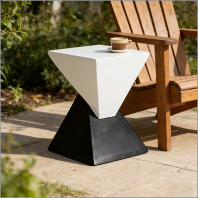 Geometric MGO Side Table with Black & White Color Block
