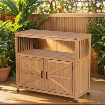 Ensemble de table de bar en bois avec rangement, buffet pour l'extérieur et l'intérieur