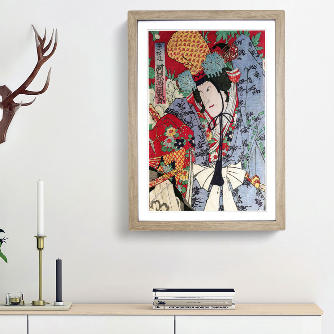 Floral Robes by Toyohara Kunichika - Framed Print