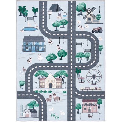 Tapis bleu / gris foncé Guarani