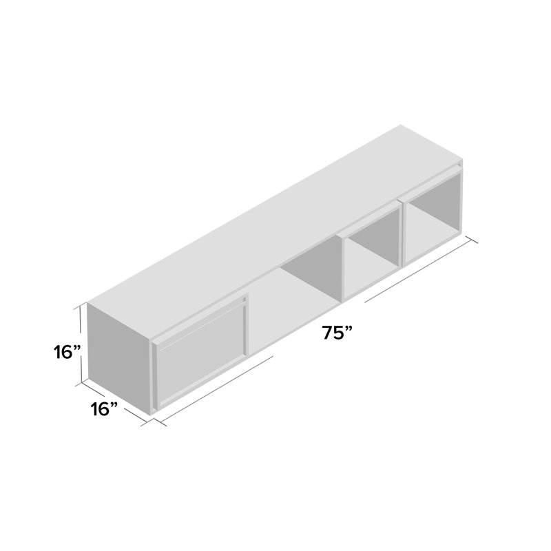 Low Units Solid Wood Recessed Wall Shelf, Gray/Walnut, 22" H x 94" W x  16" D