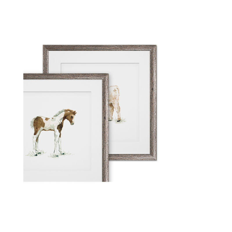 « baby colt », ensemble de 2 reproductions encadrées, Cadre brun