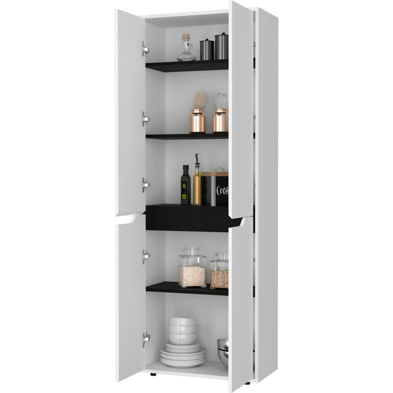 Garde-manger à 5 tablettes en blanc pour la cuisine - deux armoires pratiques
