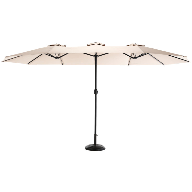 14.8 Ft Khaki Garden Umbrella Double Sided - Rust- Frame For Outdoor Patio Sunshade Support Structure, Khaki