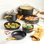 Farberware Forged Induction Ceramic Nonstick Cookware Set, 12 Piece, Black