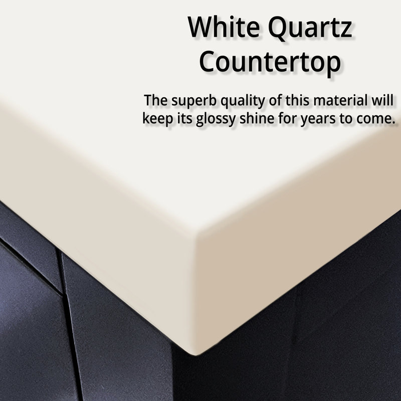 Meuble-lavabo bleu 30 po x 22 po, quartz blanc, 28 po Miroir et robinet 30 po x 22 po avec comptoir en quartz, Bleu