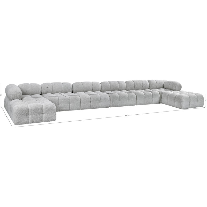 Canapé modulaire rembourré 204 po Ames, Tissu gris bouclé