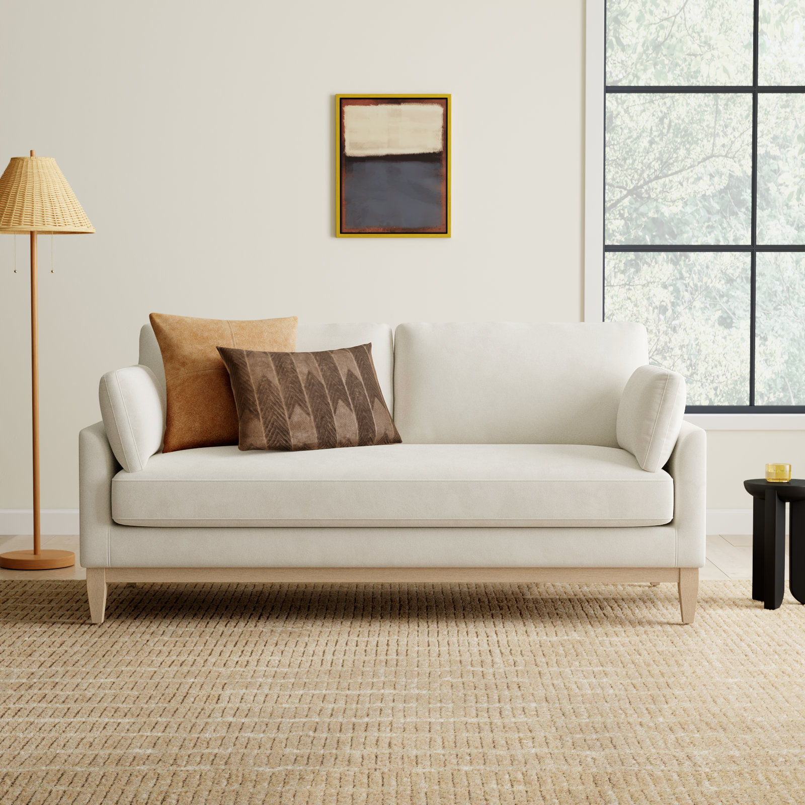 Pera 76" Upholstered Sofa, French Beige Velvet
