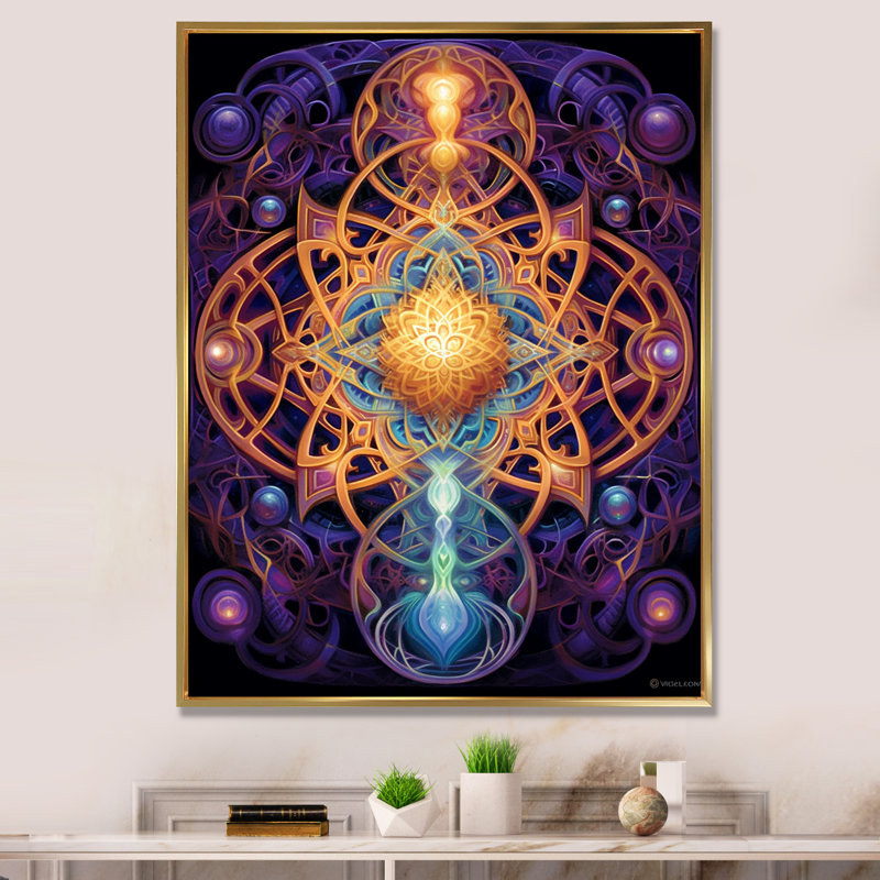 «Mystical Mandalas», reproduction sur toile, H 32 po x l 24 po x P 1 po, Cadre flottant doré