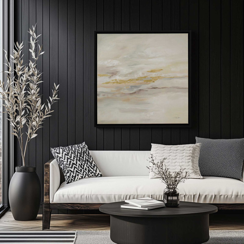 Golden Drift Reflections Rolled Canvas Print, 12.75" H x 12.75" W x 1.75" D, Satin Black Floater Framed