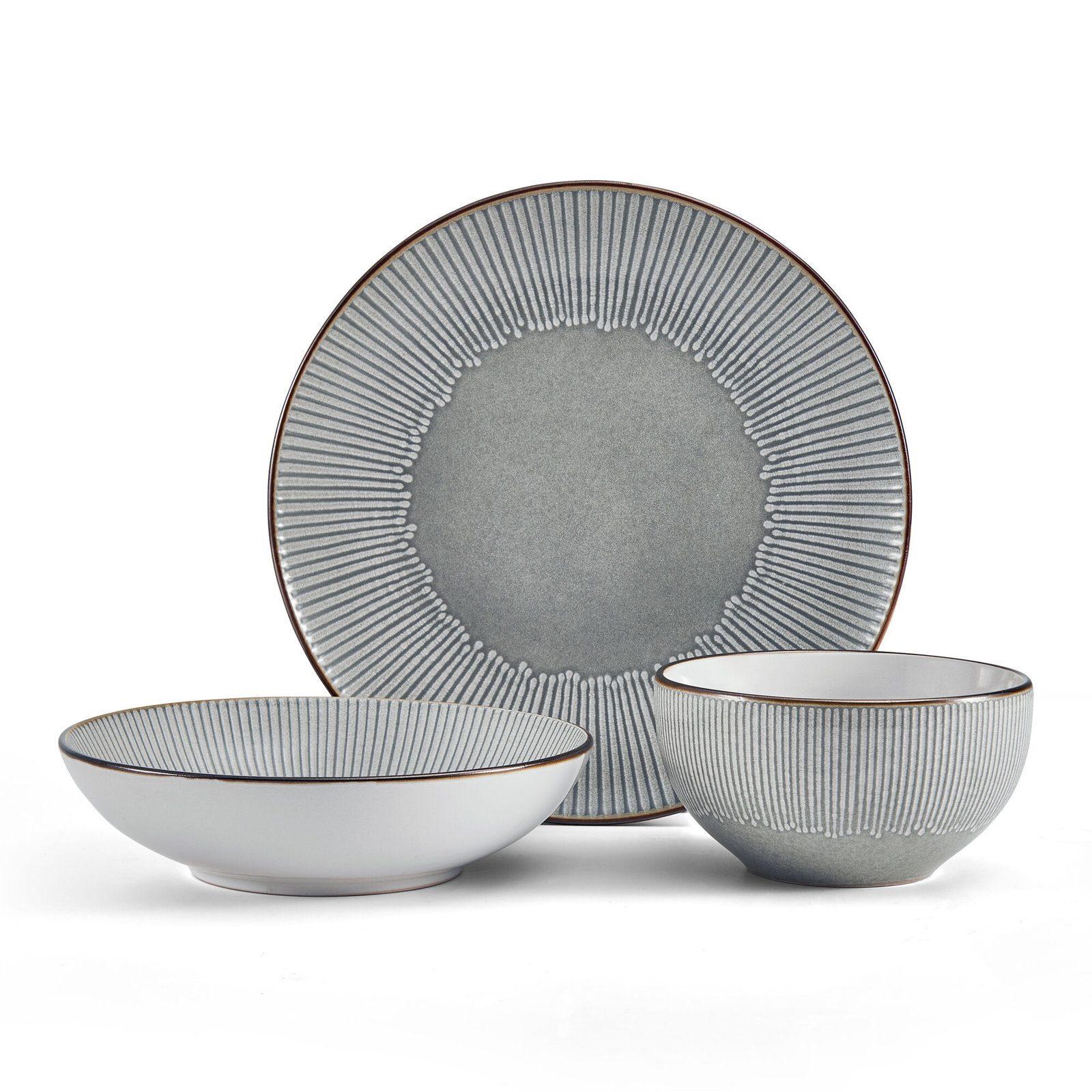 Arlie 12-Piece Stoneware Dinnerware Set, Service for 4, Gray