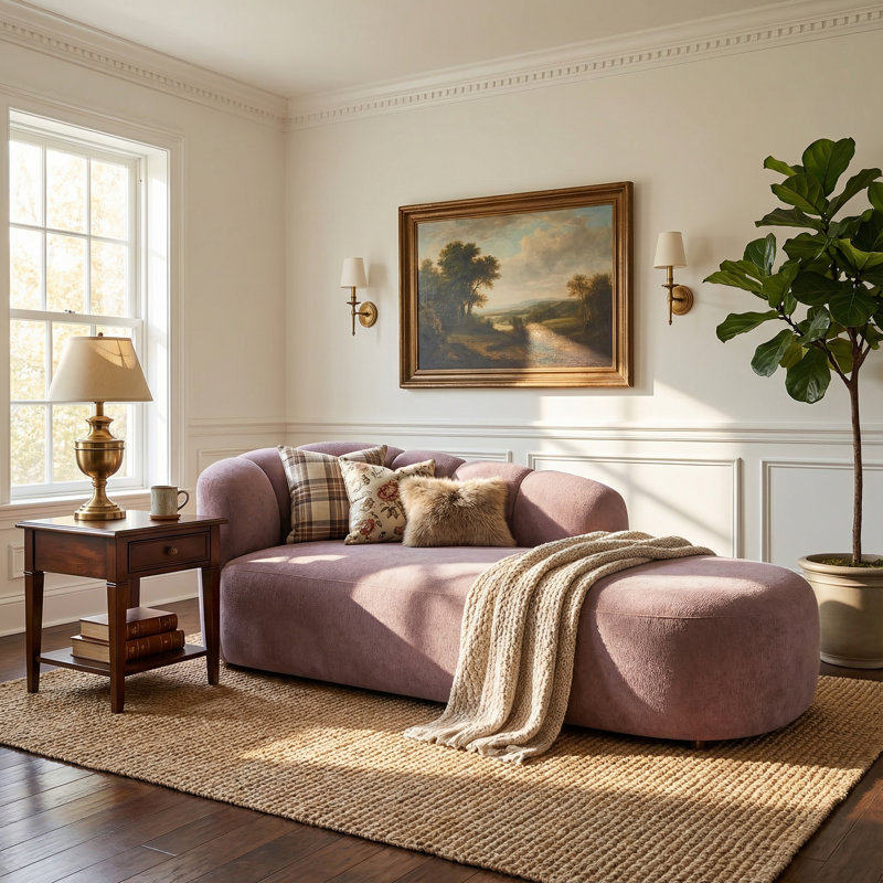 Chaise longue rembourrée Airella, Mauve frêne