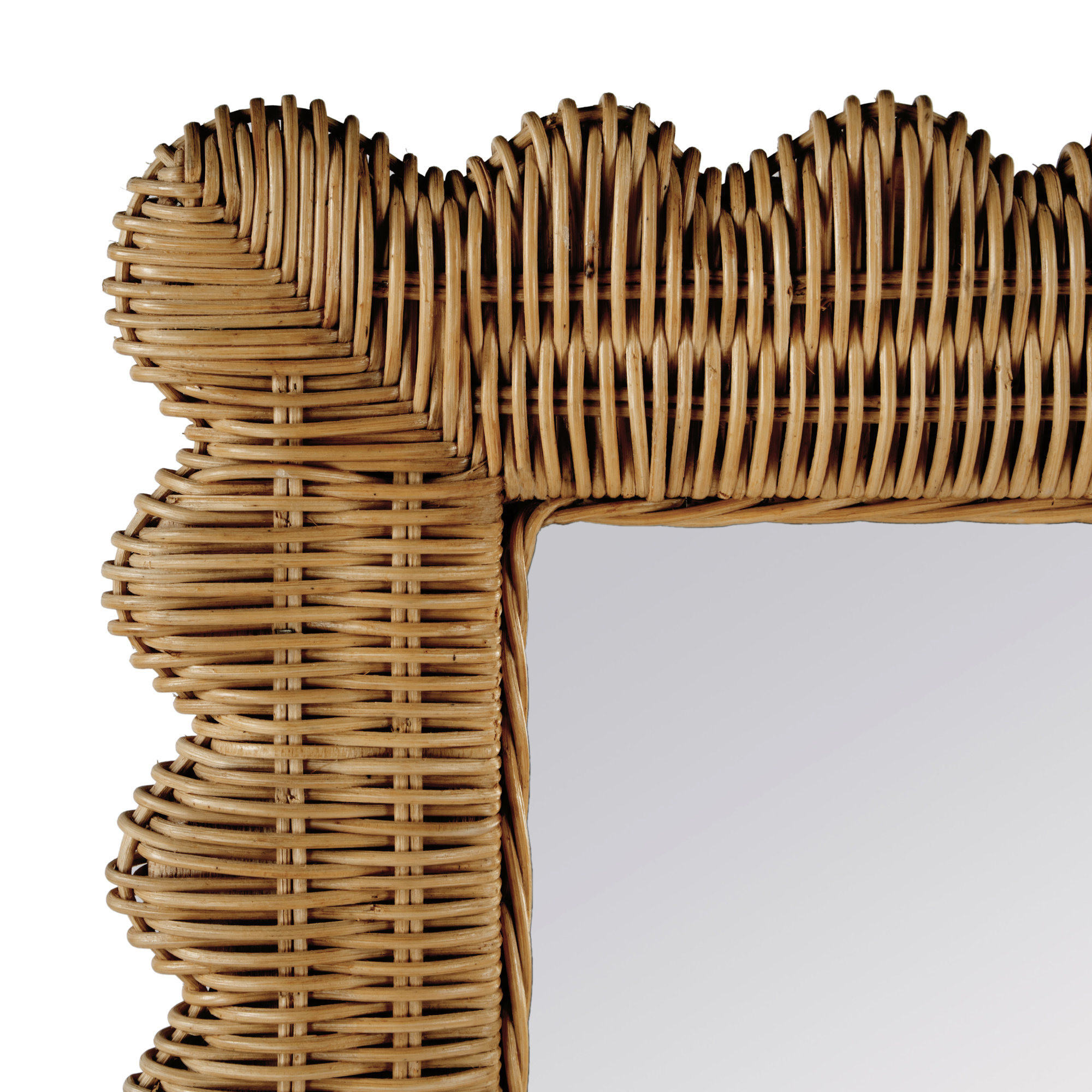 Lacie Rattan Rectangle Wall Mirror, Honey