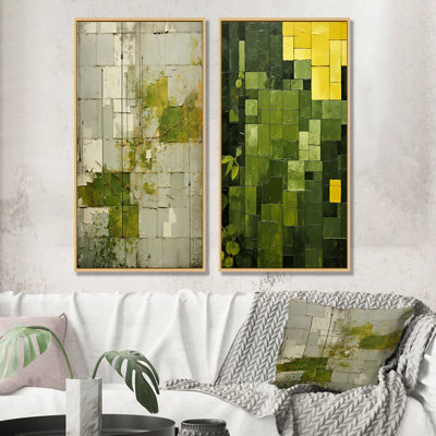 Ensemble de 2 reproductions d'art sur toile Green Collage