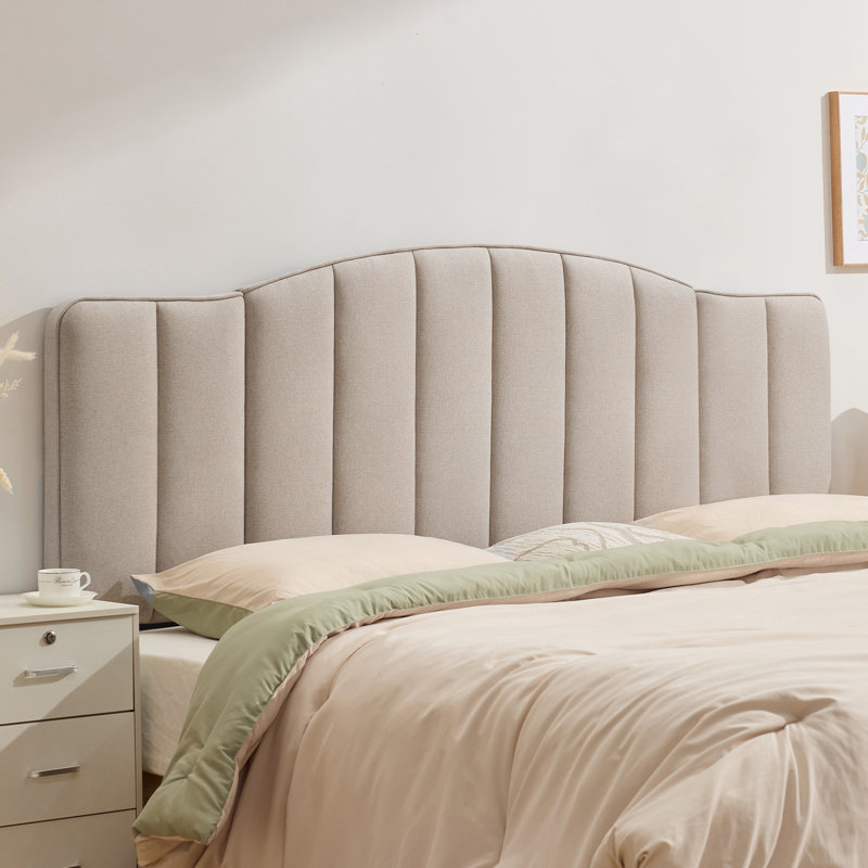 Arched Vertical Tufting Upholstered Headboard Adjustable Height & Width Head Board For Bedroom, King/California King, Brown