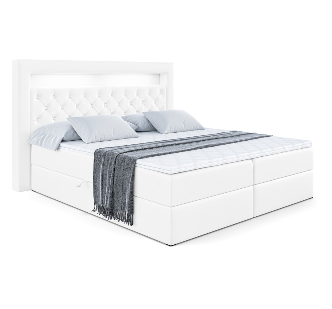 Boxspringbett mit Bettkasten und Topper