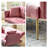 Pink Velvet Convertible Futon Sofa Bed, Tufted Sleeper Couch with Gold Legs for Living Room