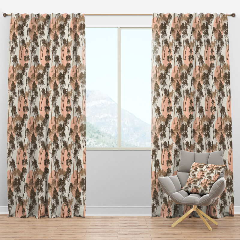 Panneau de rideau simple semi-diaphane avec passe-tringle Trees, l 52 po x L 120 po